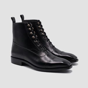 Men's Leather Boots | Laced up Leather Boots | Men's Black Handmade Leather Boots | High ankle Leather Boots | Calf Leather Boots