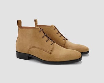 Handmade Men’s Chukka Boots: Vintage Suede Leather Boots