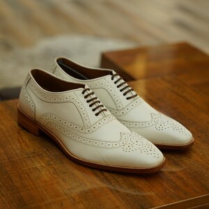 Handcrafted Leather Oxford Shoes for Men: Full Grain Formal Dress Shoes with Brogue Detailing image 7