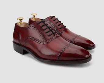 Handgestikte kalfsleren oxfordschoenen - bordeauxrood, donkerbruin, koffiebruin
