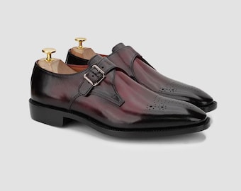 Zapatos de monje de piel de becerro cosidos a mano: elegantes zapatos de vestir