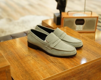 Mocassini in pelle scamosciata fatti a mano per uomo: mocassini eleganti slip-on morbidi, eleganti e comodi