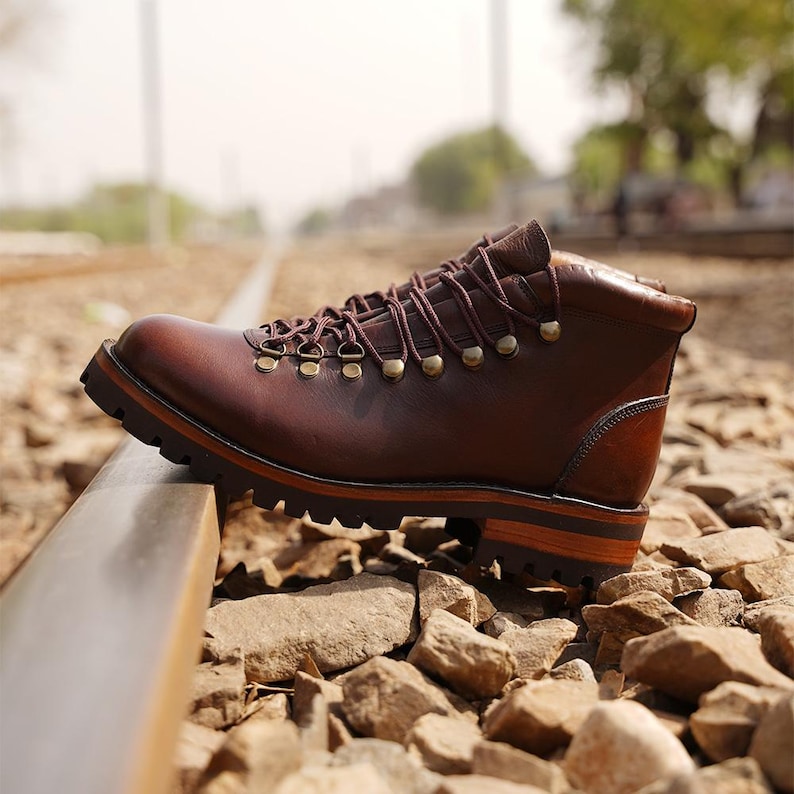 Ręcznie robione buty trekkingowe LEAURY'S z pełnoziarnistej skóry: styl vintage (ULEPSZONE) zdjęcie 4