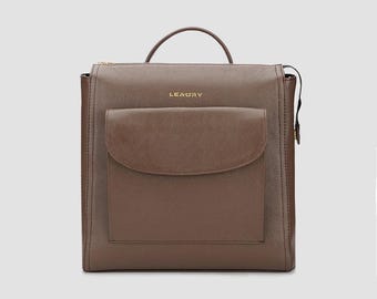 Mochila de cuero convertible: bolso tote vintage de piel de vaca