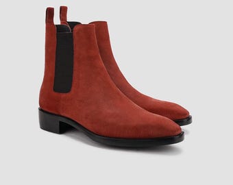 Bottines chelsea en daim : cuir cousu main pour hommes, cheville de 4,5 pouces