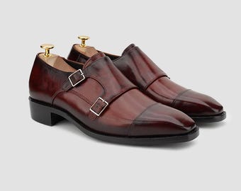 Zapatos de doble hebilla de piel de becerro hechos a mano: zapatos de vestir formales