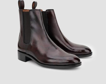 Botines Chelsea de piel para hombre: Auténticos botines hechos a mano, ideales para ocasiones formales y formales.