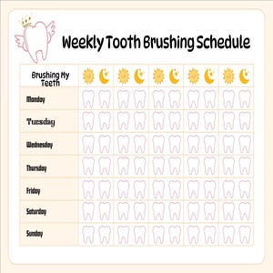 Tabla de cepillado de dientes infantil UA Elegance: registro imprimible para la higiene dental diaria / Tabla de rutinas sencilla y práctica