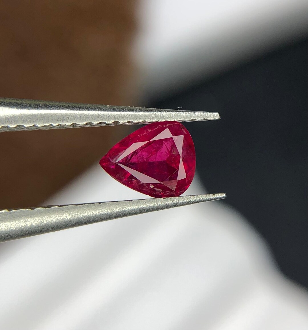 0.20 Cts Natural Untreat Ruby Red Color Pear Shape Loose Gemstone From ...