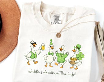 Comfort Colors St Patricks Day Shirt: Funny Lucky Goose Shamrock Tee