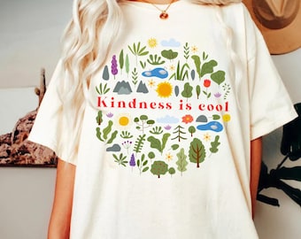 Floral Kindness Shirt, Retro Blumen T-Shirt, Mental Gesundheit Shirt, Frauen positiv Tee