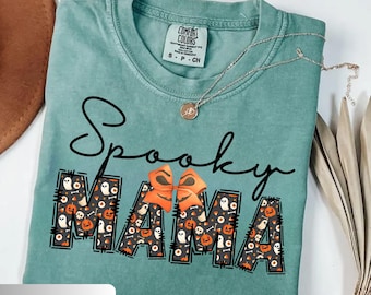 Gruseliges Mama-Halloween-Shirt: Komfortfarbenes Halloween-T-Shirt für Mama