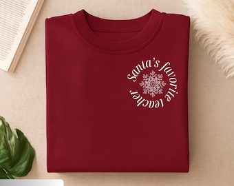 Bluza świąteczna „Ulubiony nauczyciel Świętego Mikołaja”: świąteczny okrągły dekolt
