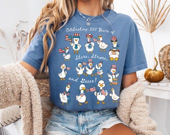 250th America Anniversary Goose Shirt, US 250 Years tshirt, 4th of July Shirt Women