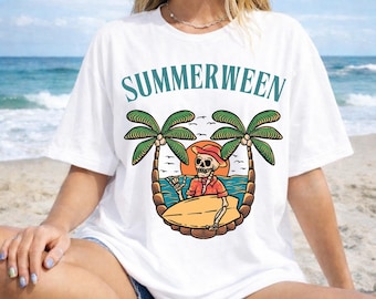 Camiseta Comfort Colors Summerween, Camiseta Unissex de Verão para o Halloween