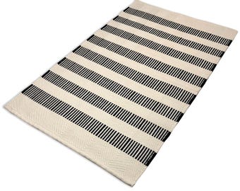 Handmade Boho Striped Rug, Washable Runner, Custom Area Carpet