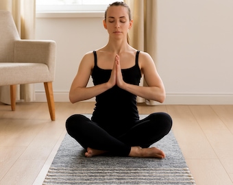 Esterilla de yoga de algodón tejida a mano – Alfombra de fitness de comercio justo, 72 x 24