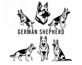 Ensemble SVG de berger allemand | Chien de berger allemand SVG | Fichiers coupés pour chiots de berger | Chien SVG pour Cricut | Animaux Gsd Svg Dxf Png Eps Jpg