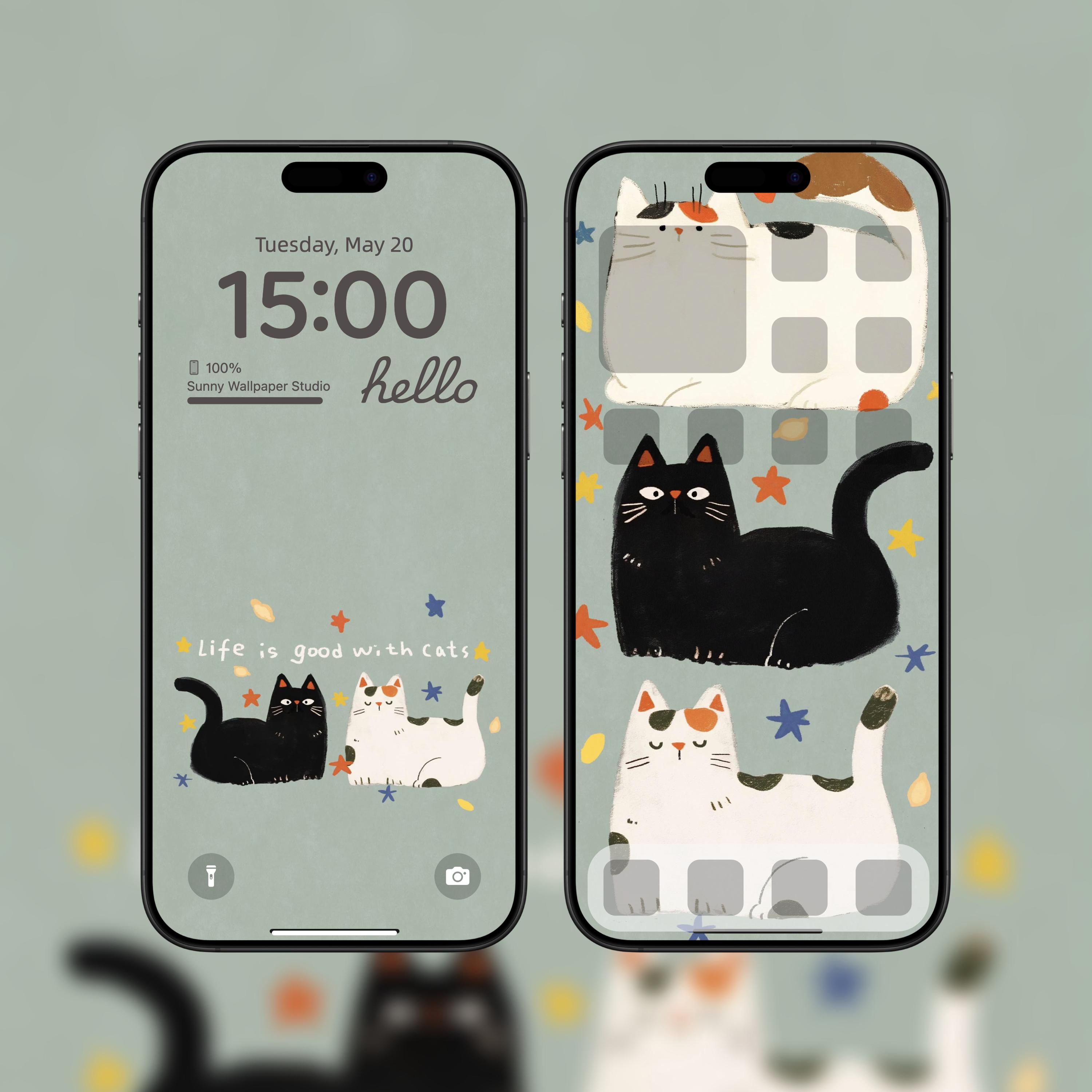 Kawaii Cat iPhone Wallpaper, Phone Lock Screen (digital Download) - Etsy