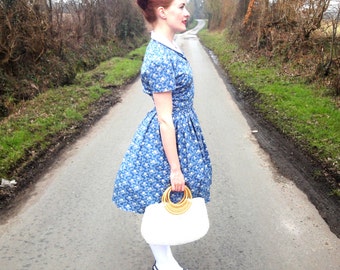1950s style country rose shirt dress