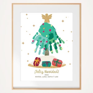 Árbol de Navidad con Huella de Mano o Pie | Manualidad DIY Personalizada | “Feliz Navidad” | Recuerdo Navideño para Bebé, Niño o Niña
