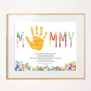 Arte de impressão de mão para impressão de dia das mães e aniversário, artesanato de impressão de mão para mamãe com mensagem personalizada, lembrança de impressão de mão para bebês e crianças em idade pré-escolar