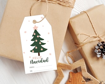 Feliz Navidad Gift Tag Printable, Felices Fiestas Gift Tag, Fillable Feliz Navidad Tag, Set of 2 Gift Tags in Spanish,