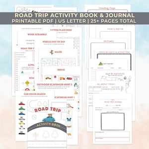 Printable Road Trip Activity Book for Kids, Family Road Trip Games, Outdoor Scavenger Hunt, Car Games, Travel Journal for Keepsake