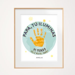 Papa handafdruk kunst in het Spaans, DIY gepersonaliseerde handafdruk ambacht in het Spaans voor papa, Dia del Padre en verjaardagscadeau van baby, peuter