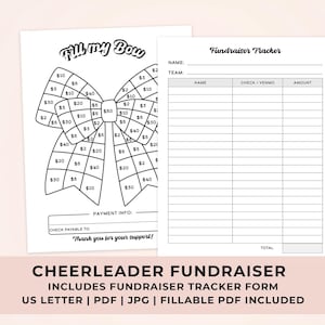 Printable Cheer Fundraiser, Fill My Bow Fundraiser Flyer and Form, Fillable/Editable PDF Template, Cheer Team, Sponsor My Cheerleader