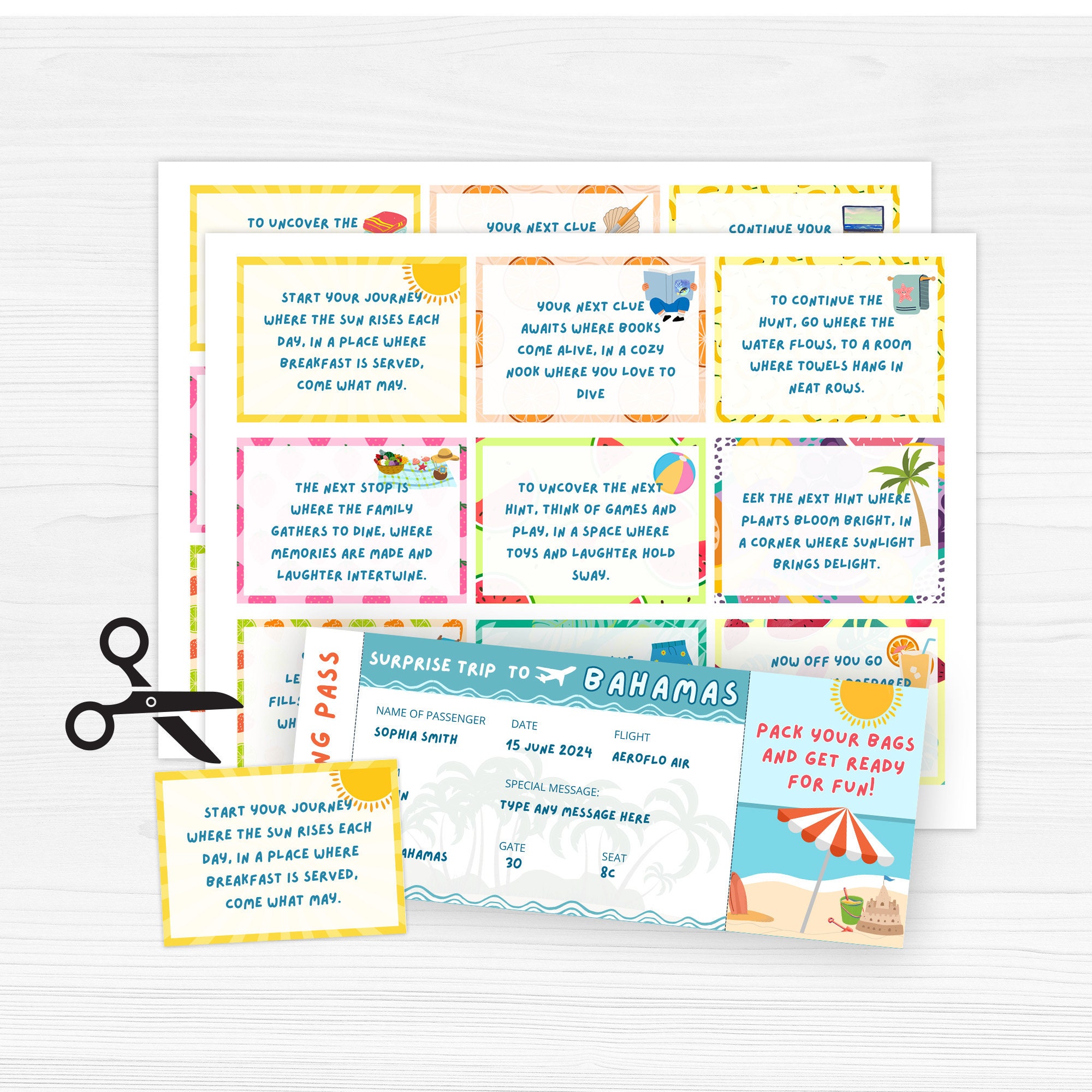 Editable Beach Trip Scavenger Hunt & Boarding Pass (printable PDF) - Etsy