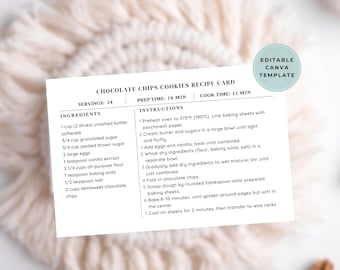 Editable Recipe Card Template: Minimalist Design, Multiple Sizes (PDF)
