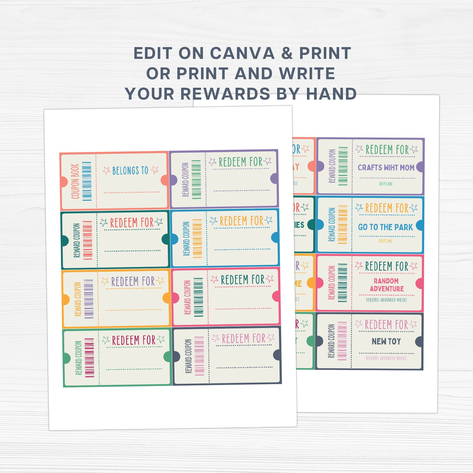 Printable Kids Coupons, Editable Coupon Book, Kids Reward Coupon, Kids ...