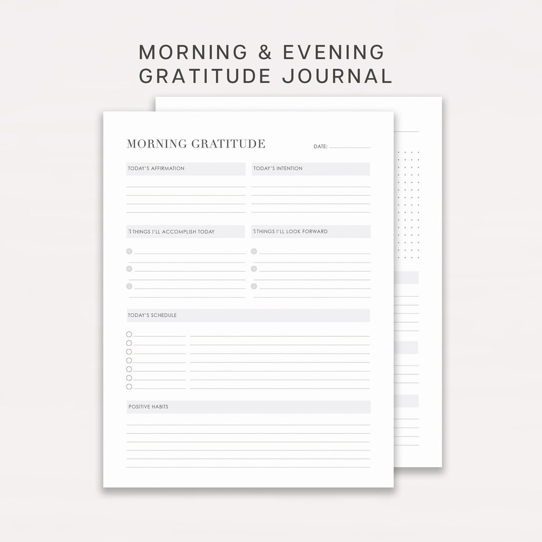 Gratitude Journal Printable, Morning and Evening, Fillable PDF Self ...