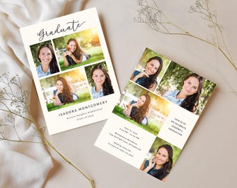 Modern Graduation Party Invitation Template: Multiple Photo Announcement (Digital Download)