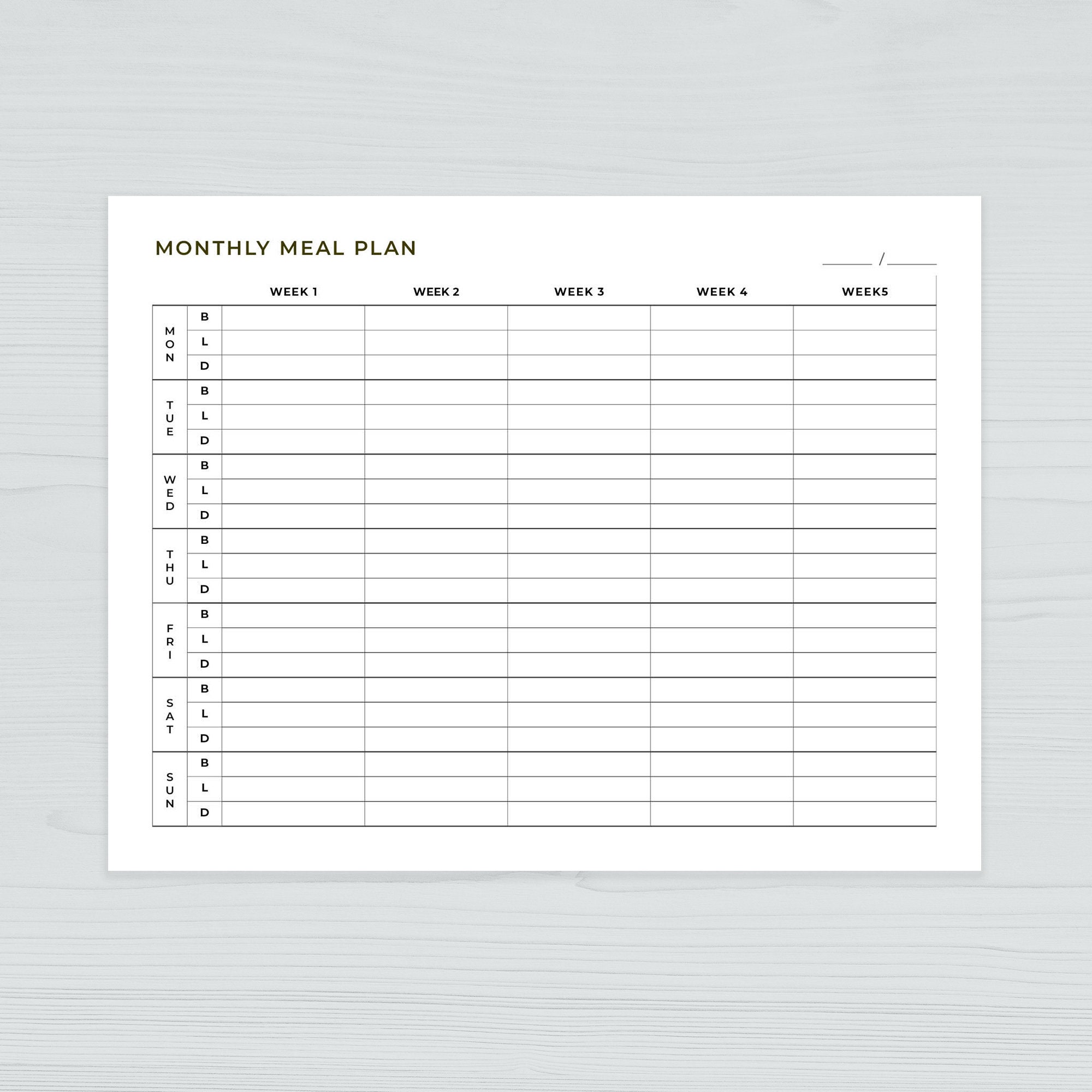 Monthly Meal Planner Printable: Family Meal Prep Template (fillable PDF ...