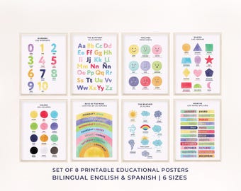 Bilingual Spanish Educational Posters: Classroom & Homeschool Decor (Digital Download)