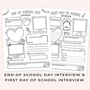 Back to School Interview, Teacher Resources, End of Year Interview, Journal Page for School Kids, Summer Start, About Me Keepsake