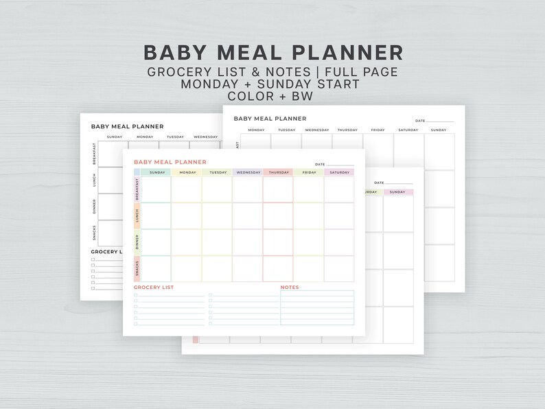 Food Plan Note Meal Plan Template Bundle, Recipe Card, Grocery List, Weekly Meal Plan ...