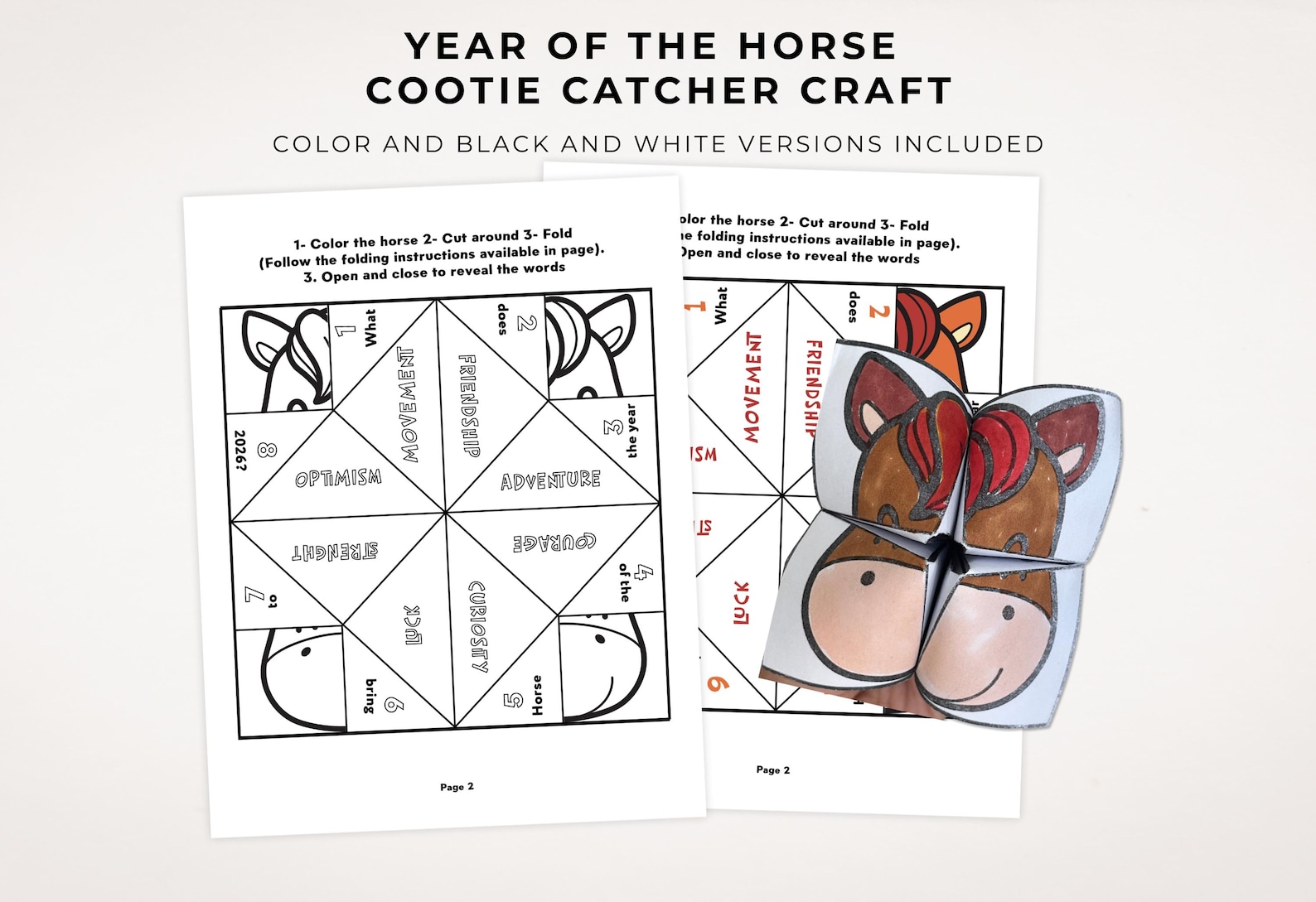 Lunar New Year Activity: Horse Cootie Catcher Craft, Origami Game - Etsy