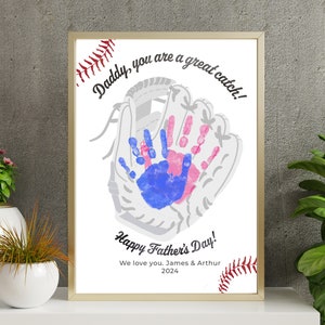 Cadeau artistique d'empreinte de main de gant de baseball des enfants, cadeau souvenir personnalisé d'empreinte de main de bricolage pour la fête des pères et l'anniversaire de papa