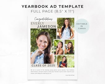 Modello di annuncio per annuario scolastico a pagina intera: Lettera USA / 5 foto