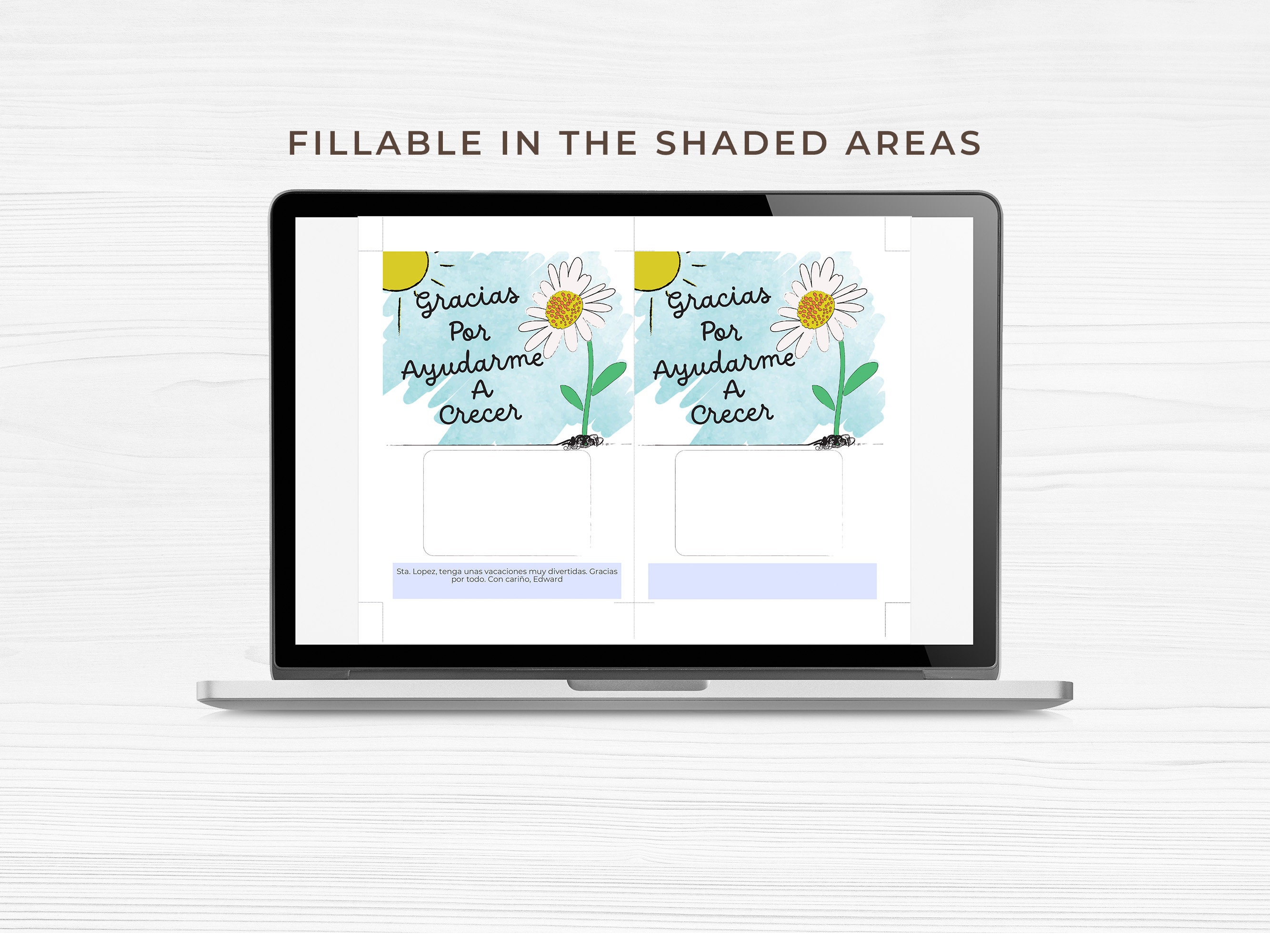 Printable Teacher Appreciation Gift Card Holder in Spanish, Fillable