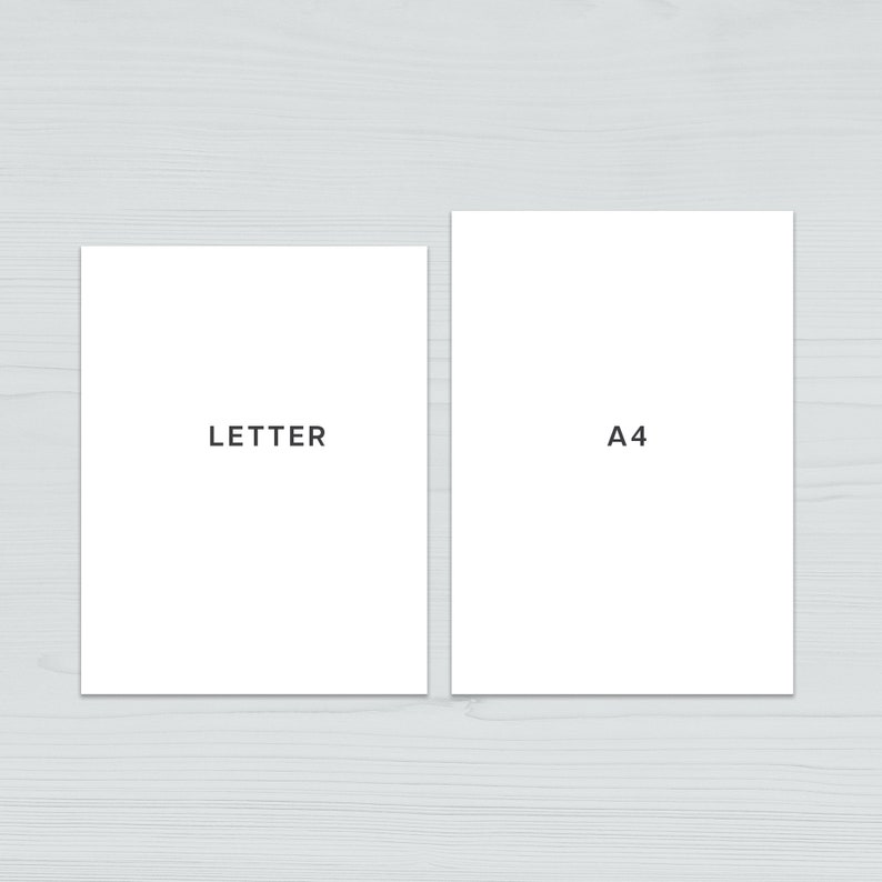 May include: Two white pieces of paper, one labeled "LETTER" and the other labeled "A4", are shown against a light wood background.