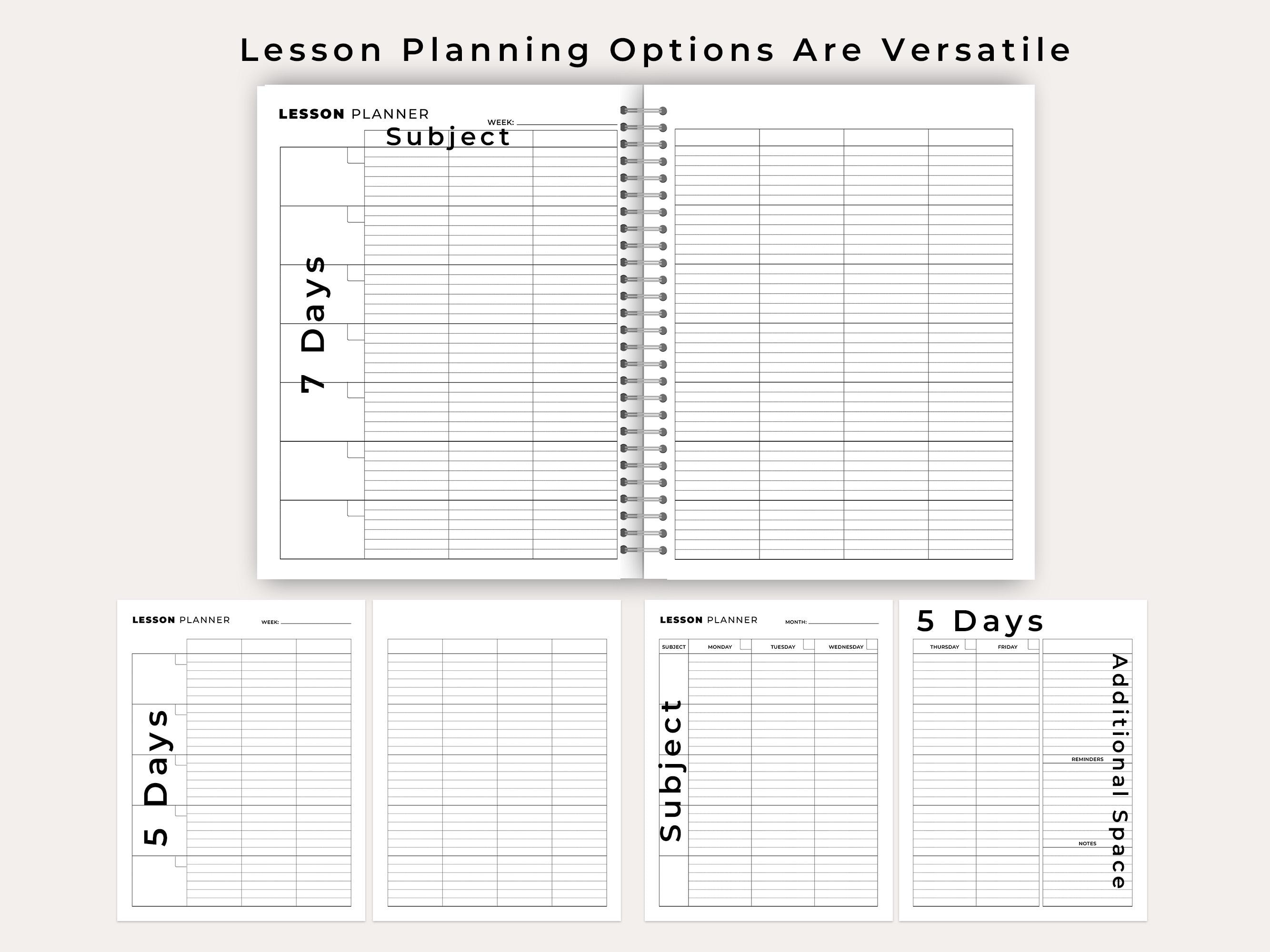Lesson Planer Notebook Homeschool Planner Printable, Undated Minimalist Lessons Pages for ...
