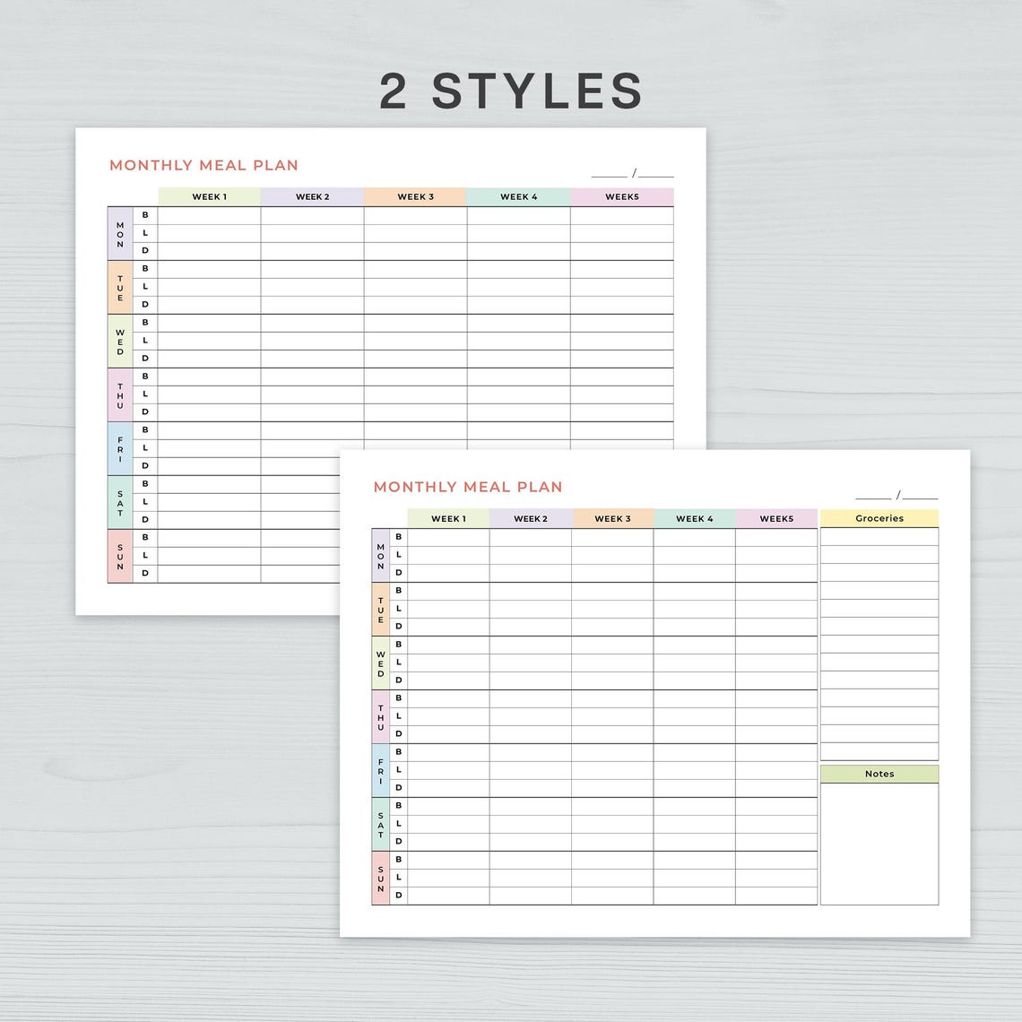 Monthly Meal Planner Printable: Family Meal Prep Template (fillable PDF ...
