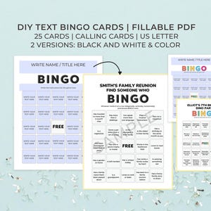 25 ausfüllbare Bingokarten, geben Sie Ihren eigenen Text ein Bingokartenvorlage, bearbeitbare Spielkarte, DIY benutzerdefiniertes Bingo für Kindergeburtstagsfeier, Generator