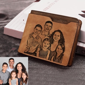 Portefeuille homme personnalisé, portefeuille lettre avec photo gravée, cadeau pour proposition de garçon d'honneur, proposition pour homme d'honneur, cadeau portefeuille de luxe pour homme.