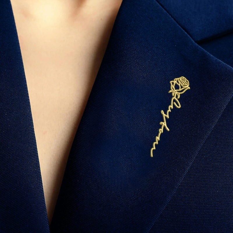 Custom Name Brooch Birth Flower, Personalized Lapel Pin, Groomsmen Proposal Gift, Best Man Proposal, Bride Gift, Wedding Gifts