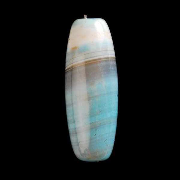 EVERYTHING NOW 2.00 Fire Agate 30mm x 10mm - Loose Bead - Long Barrel Column Turquoise Brown White Gold Blue DIY Jewelry Making beads Focal